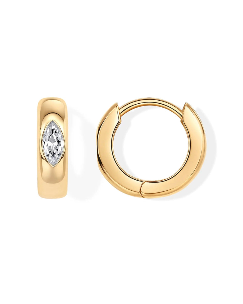 Marquise Hoops – Aros Pequenos Dourados com Zircônia